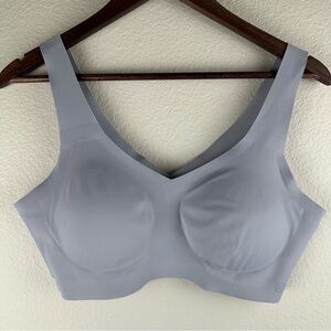 Honeylove V-Neck Bra Womens Size Large Grey Moondust Wireless Seamless Stretch